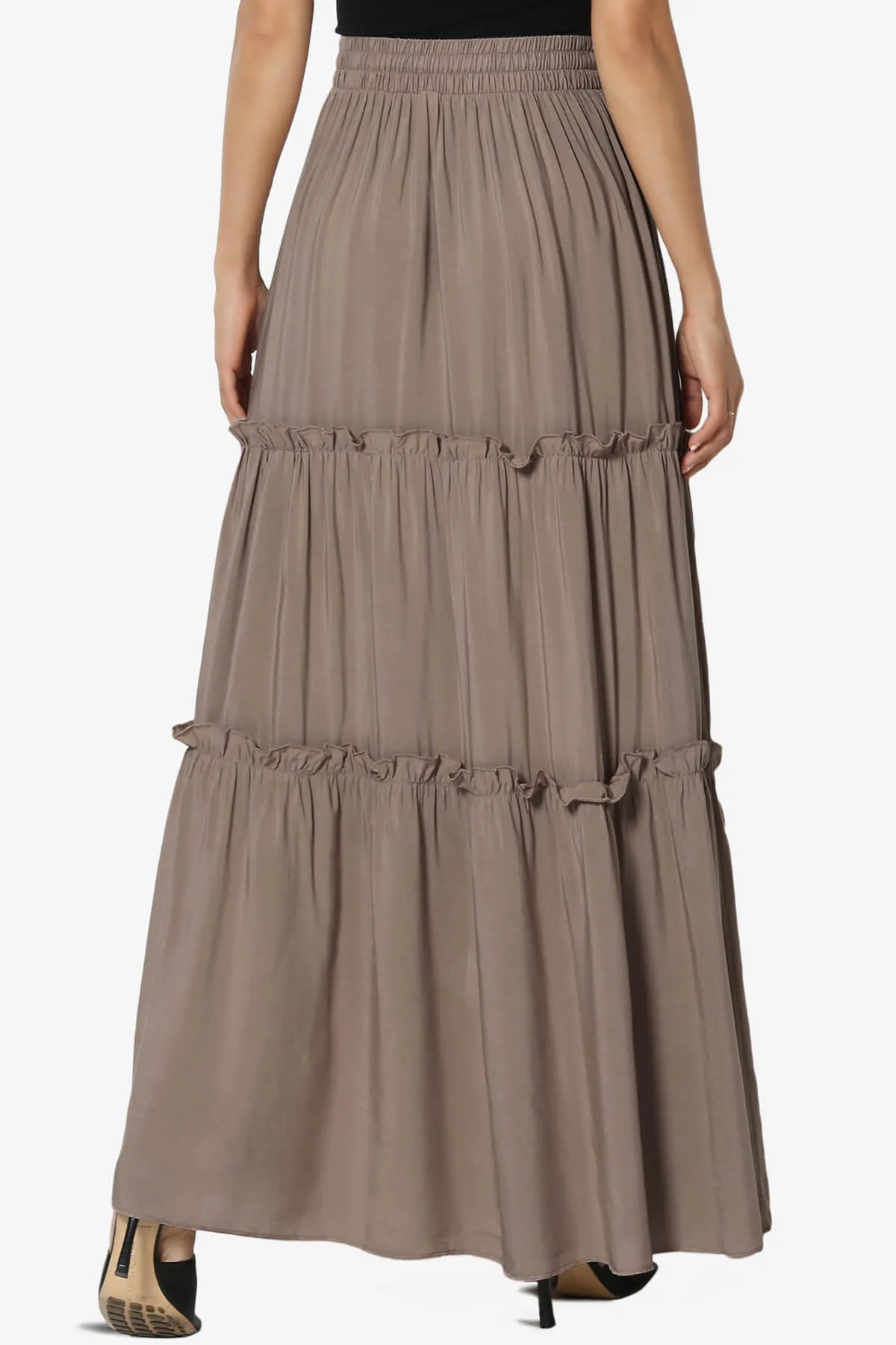 Kelton Ruffle Tiered Woven Maxi Skirt PLUS