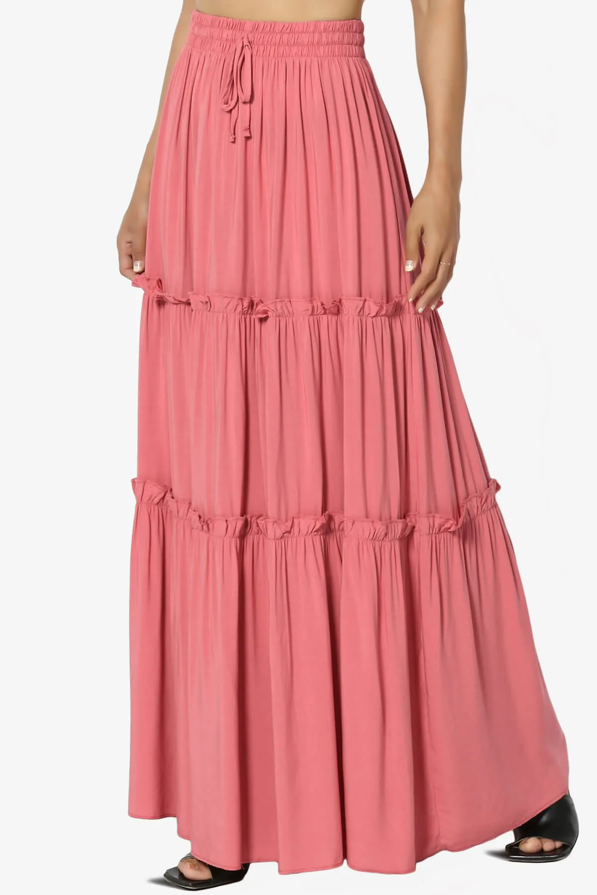 Kelton Ruffle Tiered Woven Maxi Skirt PLUS