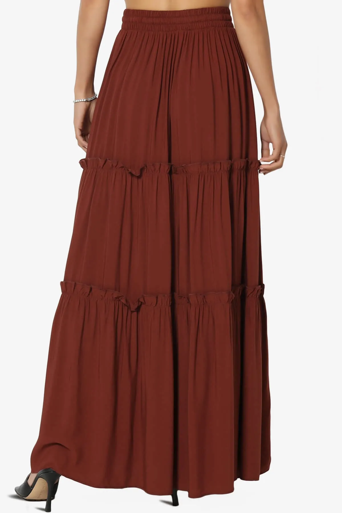 Kelton Ruffle Tiered Woven Maxi Skirt PLUS