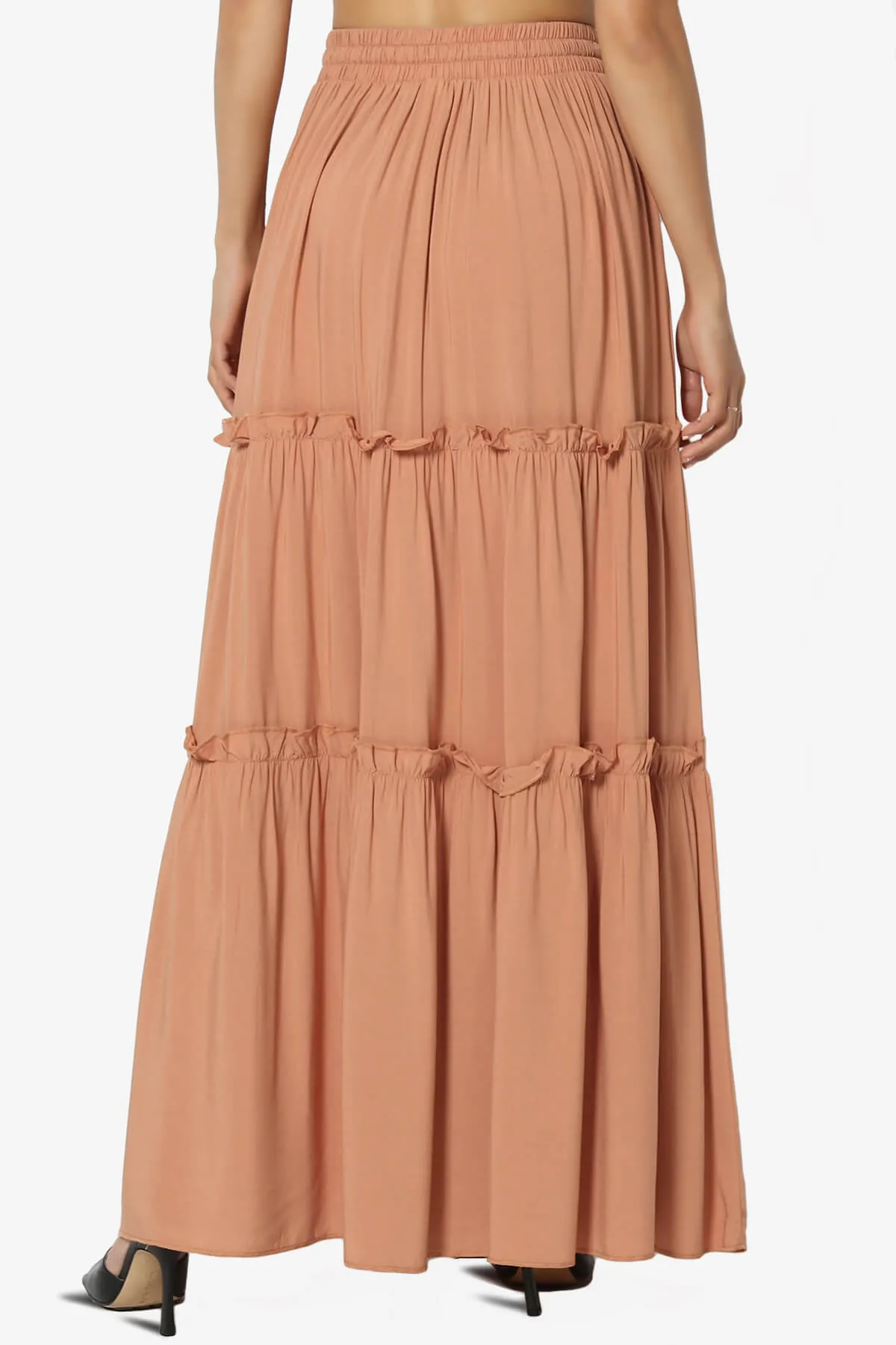 Kelton Ruffle Tiered Woven Maxi Skirt PLUS