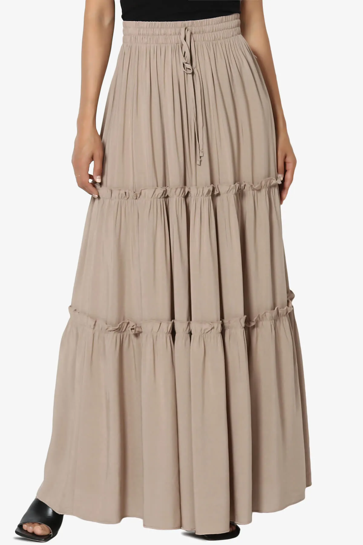Kelton Ruffle Tiered Woven Maxi Skirt PLUS