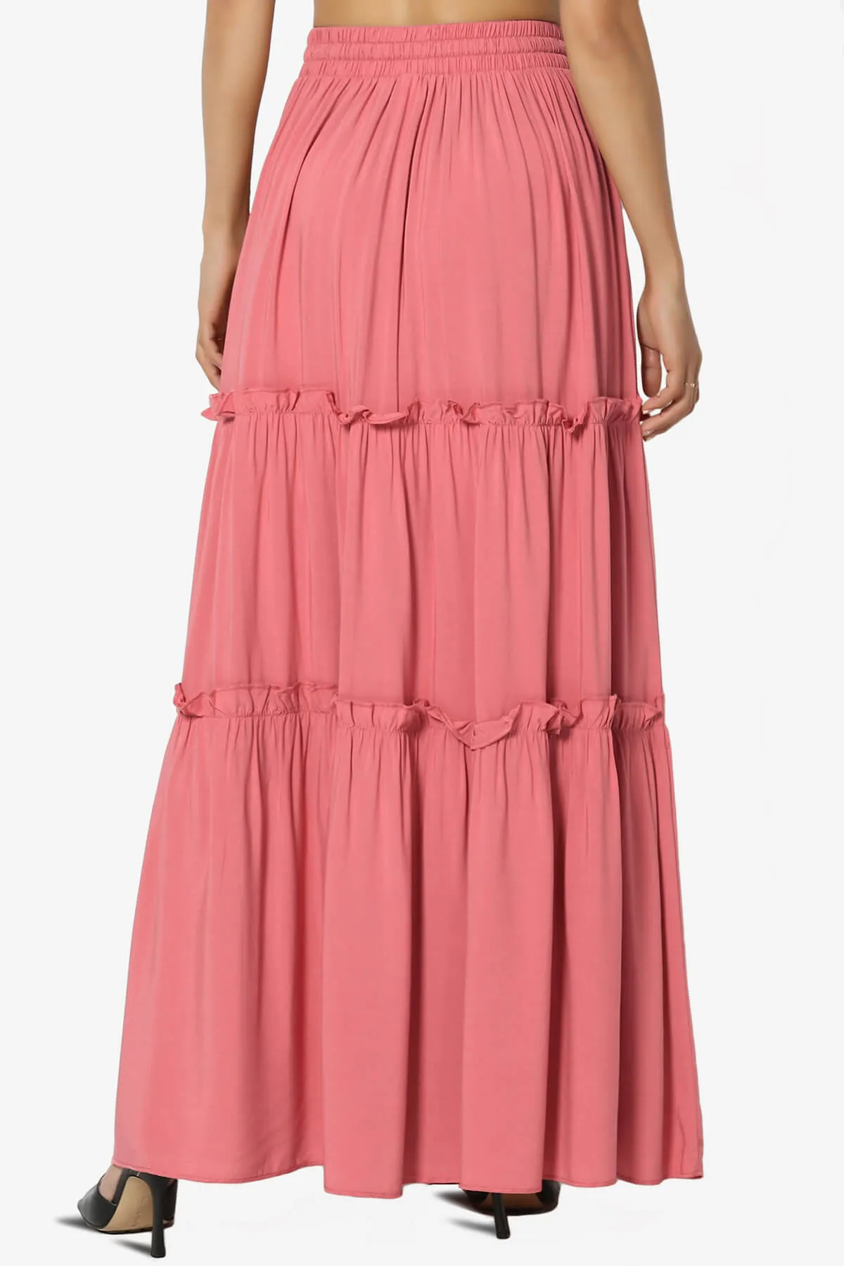 Kelton Ruffle Tiered Woven Maxi Skirt PLUS