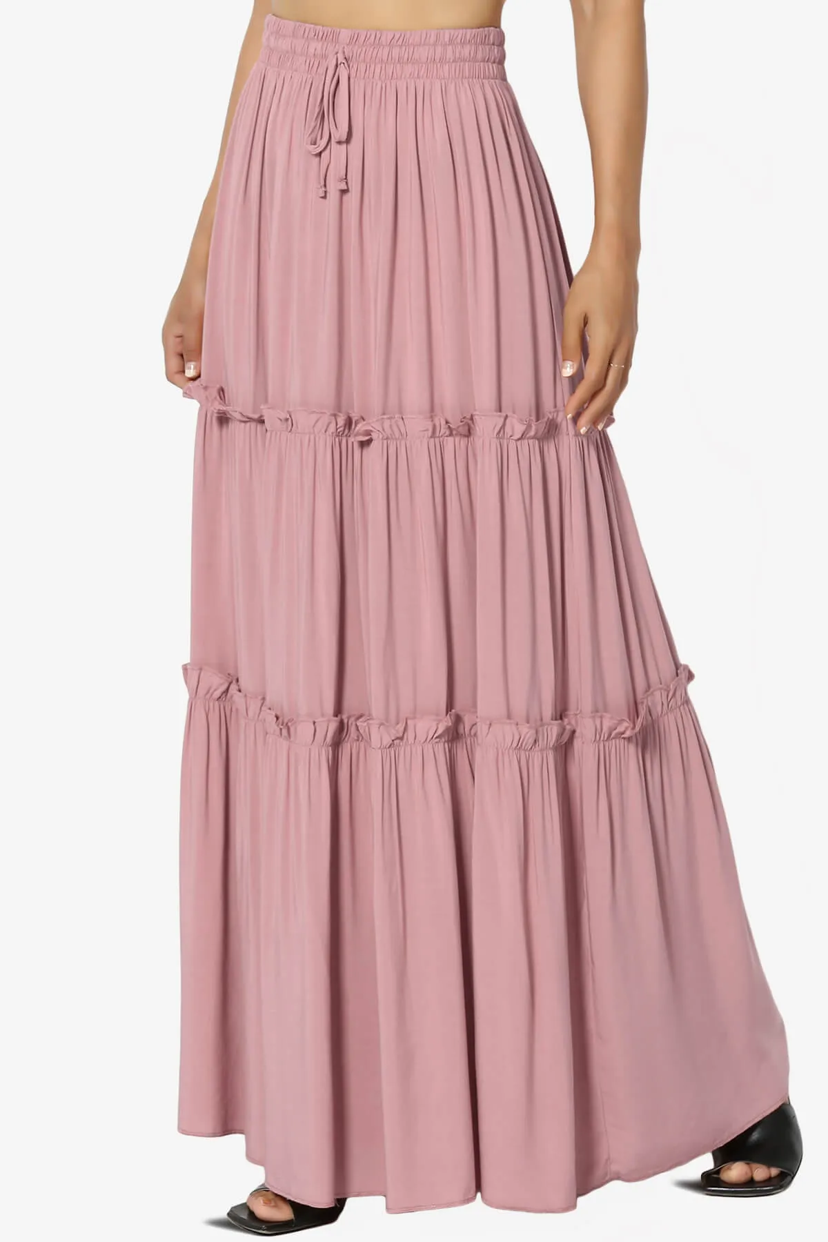 Kelton Ruffle Tiered Woven Maxi Skirt PLUS