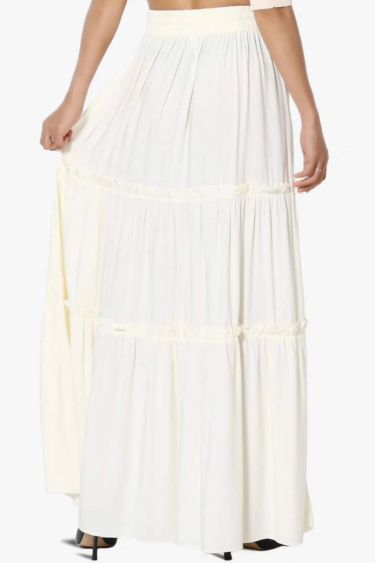 Kelton Ruffle Tiered Woven Maxi Skirt PLUS