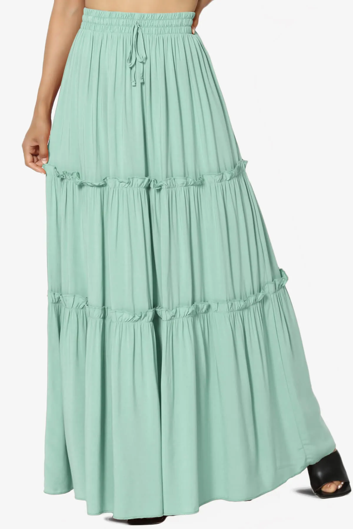 Kelton Ruffle Tiered Woven Maxi Skirt PLUS