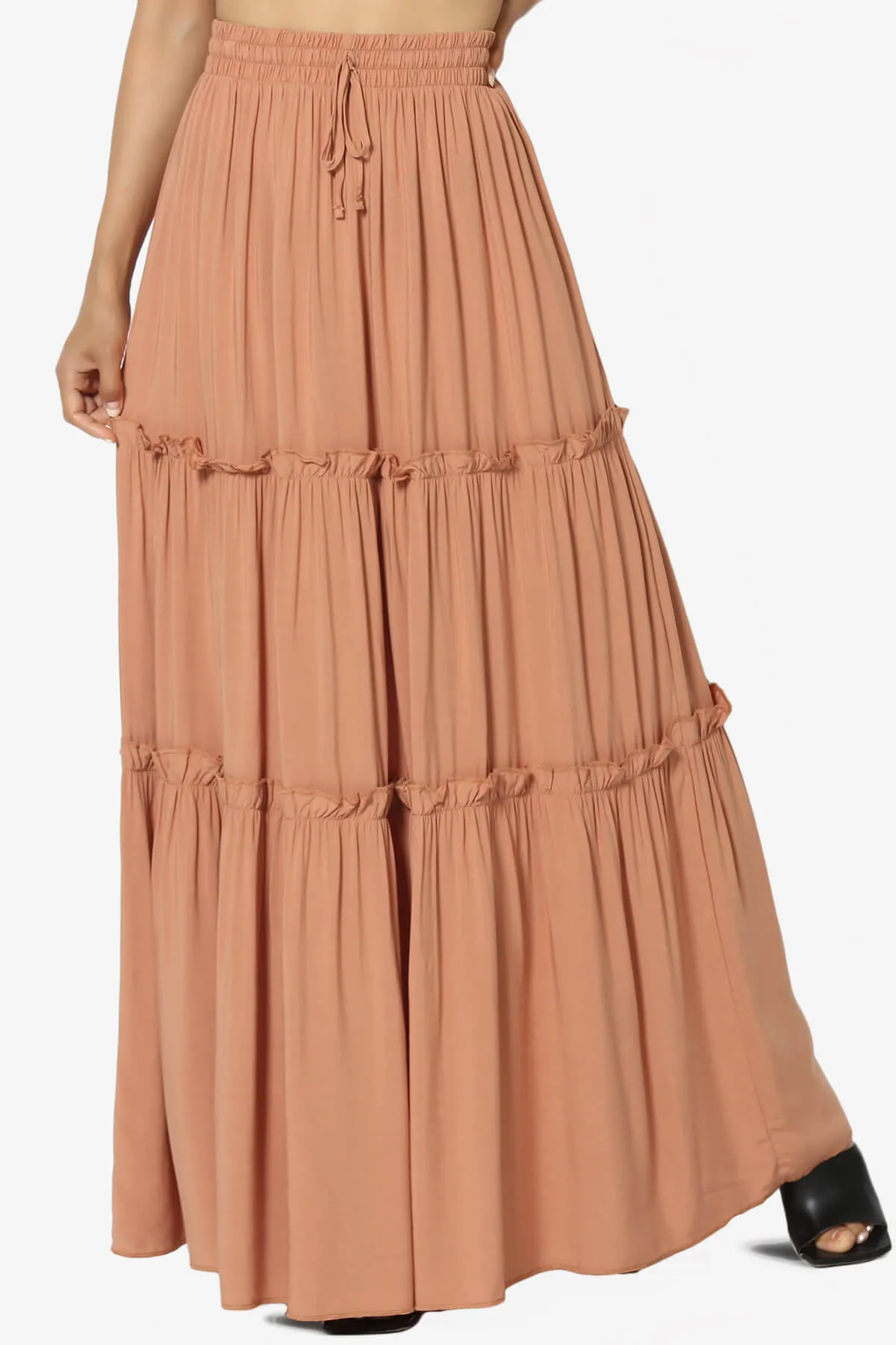 Kelton Ruffle Tiered Woven Maxi Skirt PLUS