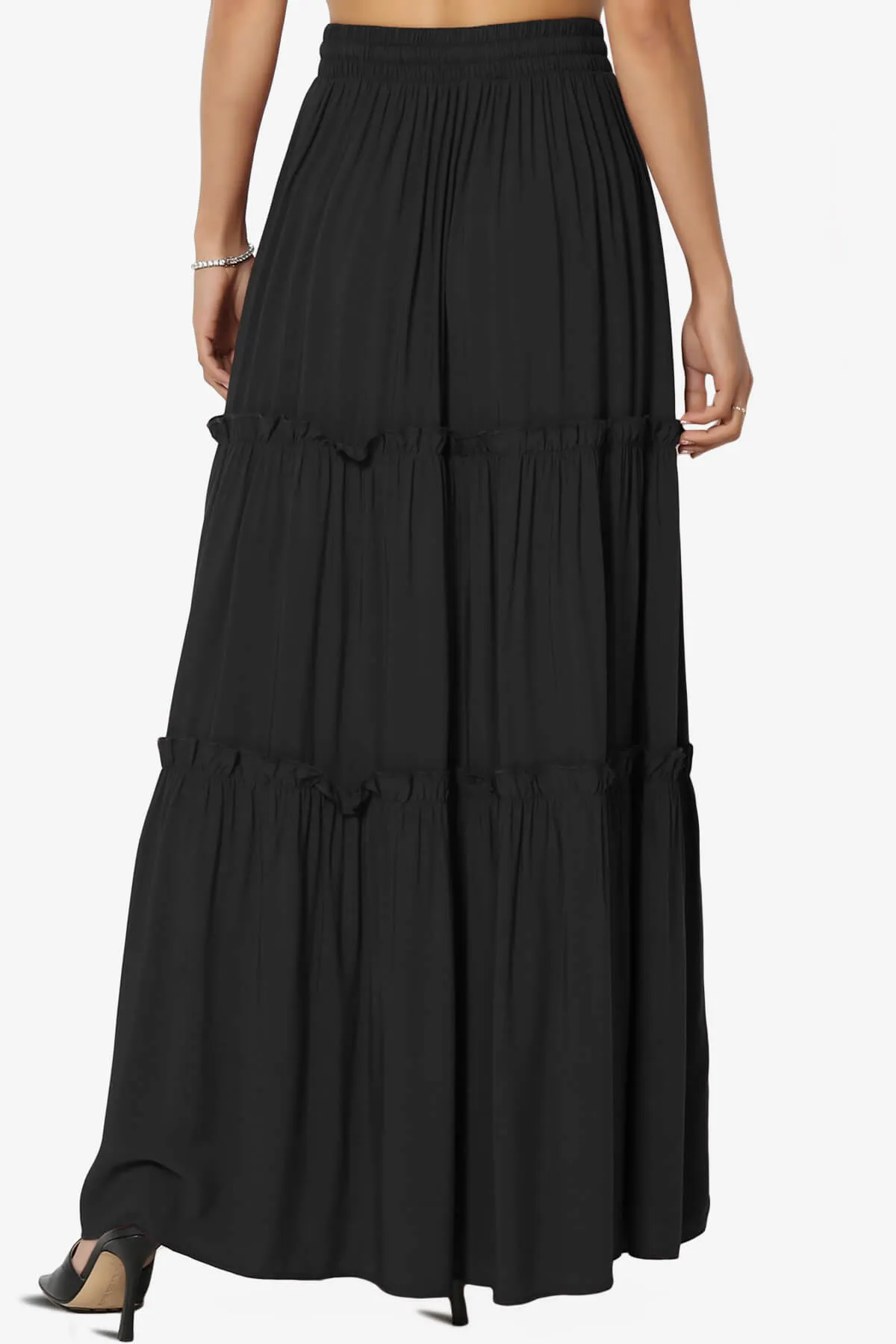Kelton Ruffle Tiered Woven Maxi Skirt PLUS