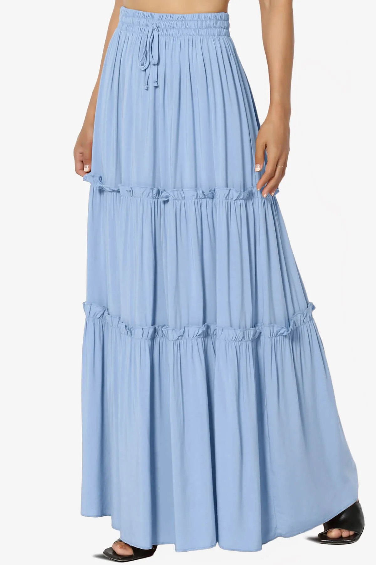 Kelton Ruffle Tiered Woven Maxi Skirt PLUS