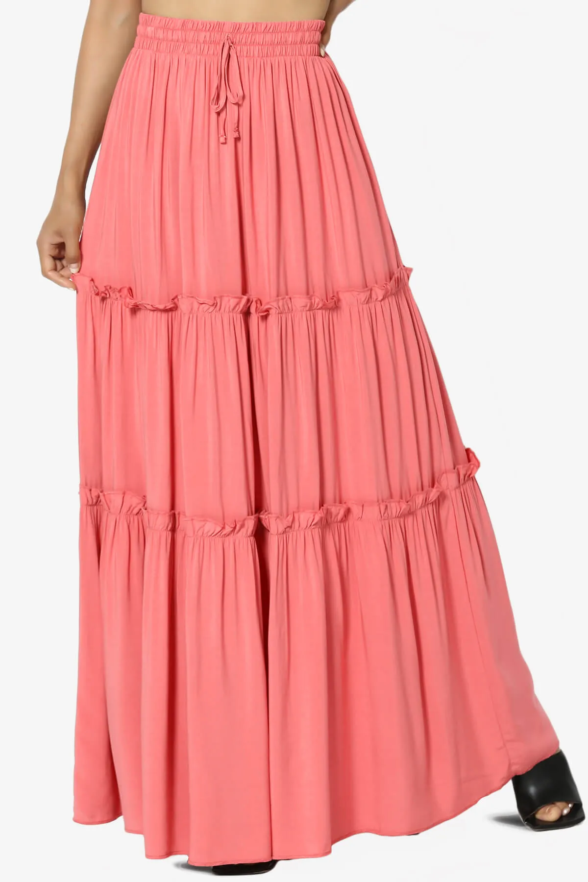 Kelton Ruffle Tiered Woven Maxi Skirt PLUS