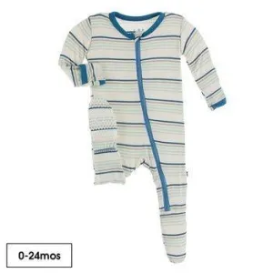 Kickee Pants Culinary Arts Stripe Print Footie with Zipper