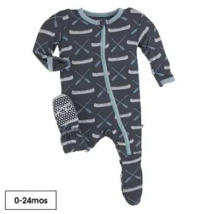 Kickee Pants Print Footie with Zipper (Stone Paddles and Canoe)