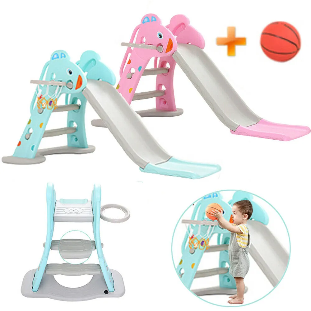 Kids Folding Montessori 2-in-1 Slide & Basketball Hoop | Indoors & Outdoors |36 months  