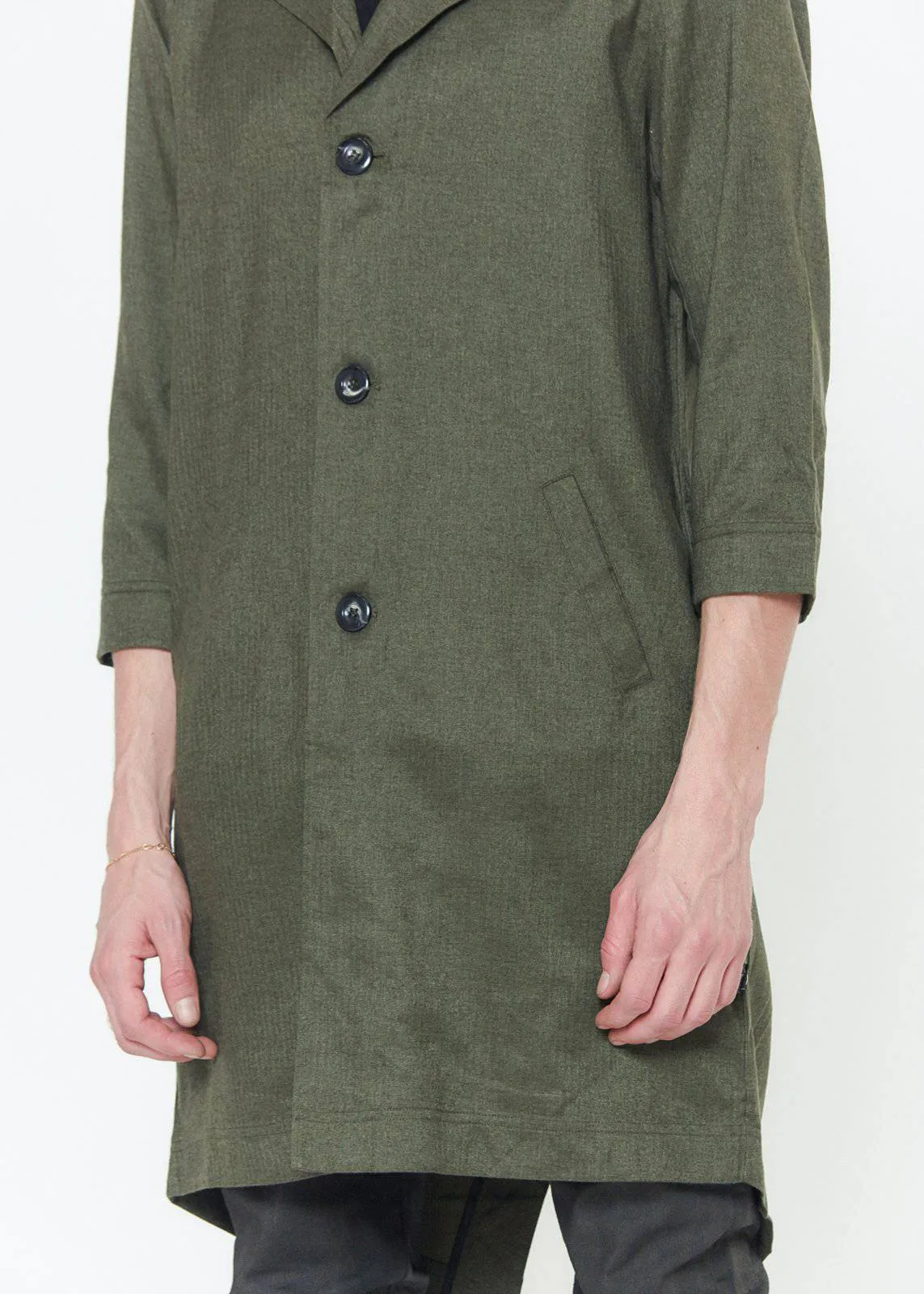 Konus Men's 3/4 Sleeve Fish Tail Coat in Olive