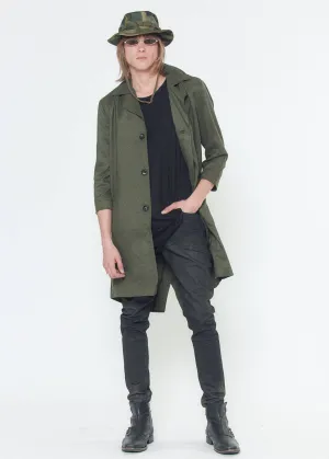 Konus Men's 3/4 Sleeve Fish Tail Coat in Olive