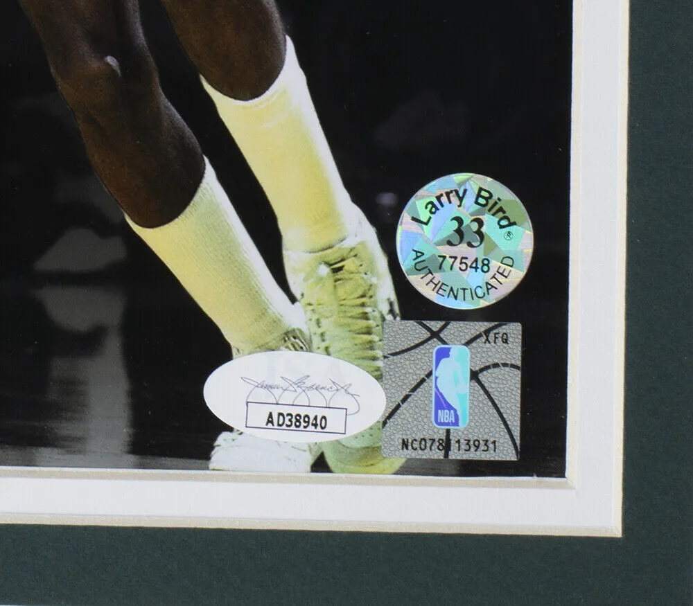 Larry Bird Signed Framed Boston Celtics 8x10 Photo Vs Magic Johnson JSA