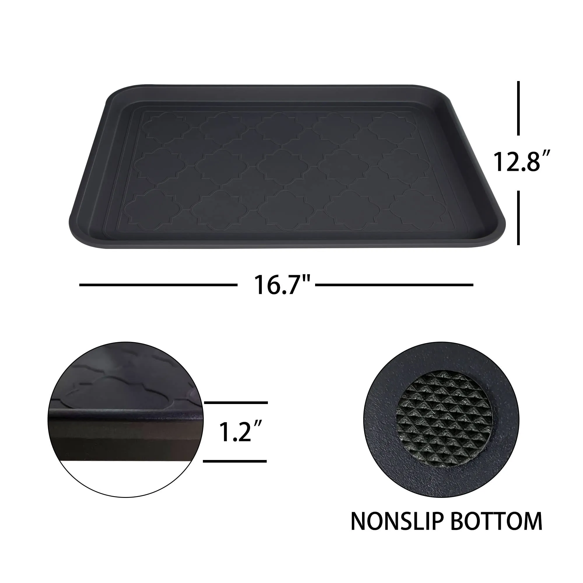 LFCONNECT Boot Tray for Entryway Indoor, Heavy Duty Shoe Mat Tray 2 Packs, 16.7"x12.8" Waterproof Shoe Tray with Raised Edge, Outdoor Multi-Purpose Tray for Boots, Shoes, Garden