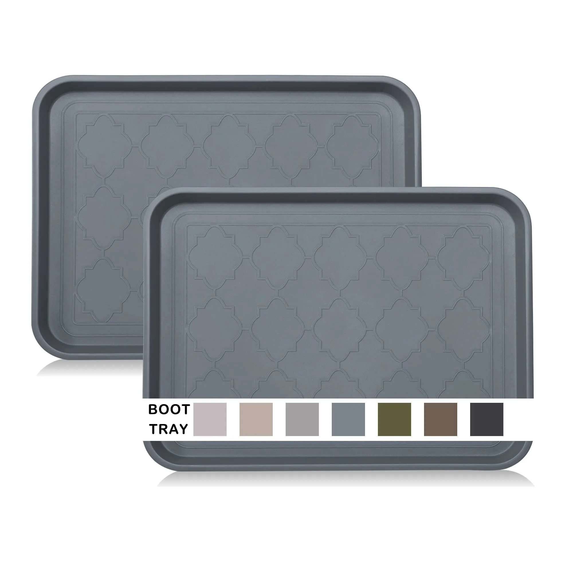LFCONNECT Boot Tray for Entryway Indoor, Heavy Duty Shoe Mat Tray 2 Packs, 16.7"x12.8" Waterproof Shoe Tray with Raised Edge, Outdoor Multi-Purpose Tray for Boots, Shoes, Garden