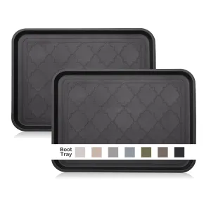 LFCONNECT Boot Tray for Entryway Indoor, Heavy Duty Shoe Mat Tray 2 Packs, 16.7"x12.8" Waterproof Shoe Tray with Raised Edge, Outdoor Multi-Purpose Tray for Boots, Shoes, Garden