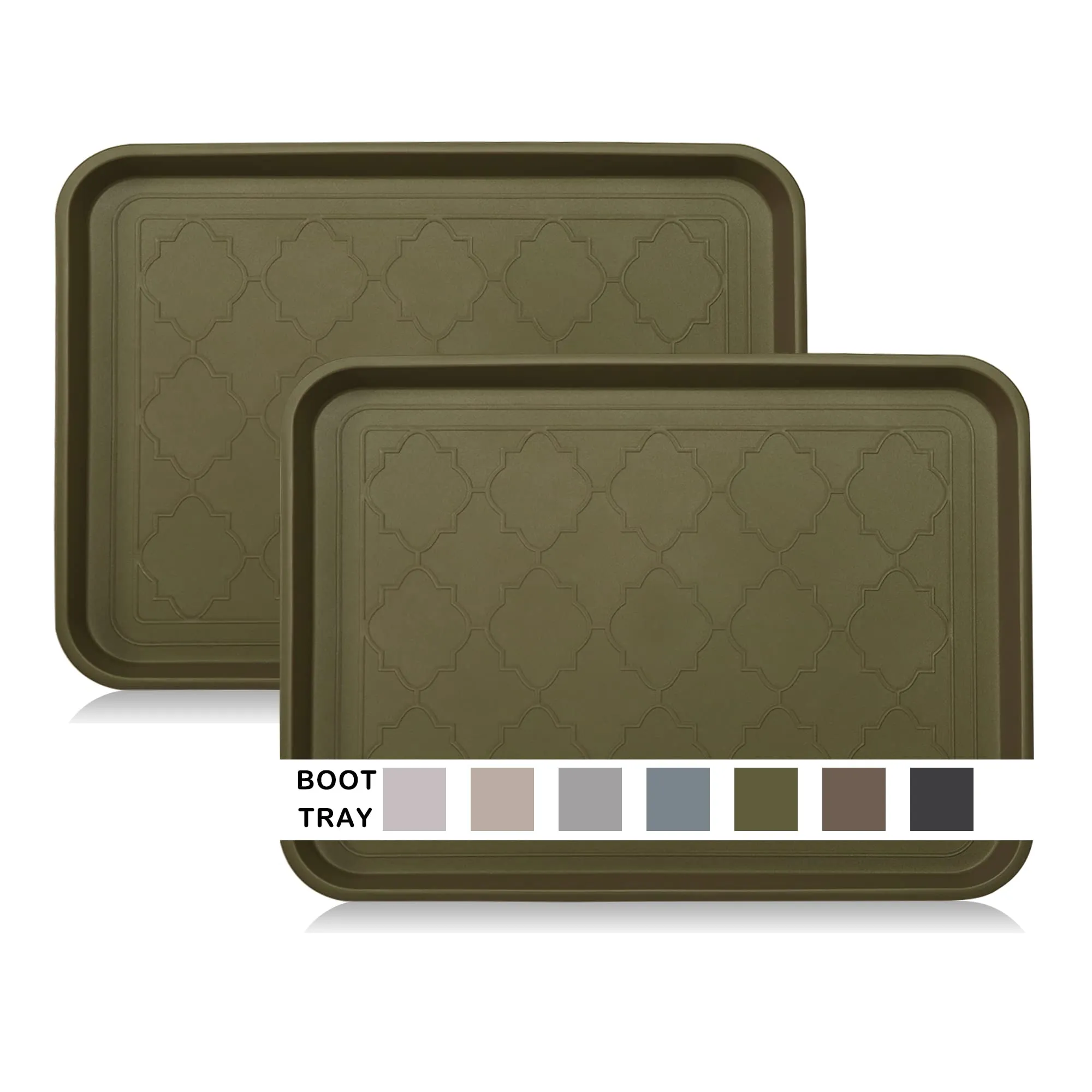 LFCONNECT Boot Tray for Entryway Indoor, Heavy Duty Shoe Mat Tray 2 Packs, 16.7"x12.8" Waterproof Shoe Tray with Raised Edge, Outdoor Multi-Purpose Tray for Boots, Shoes, Garden