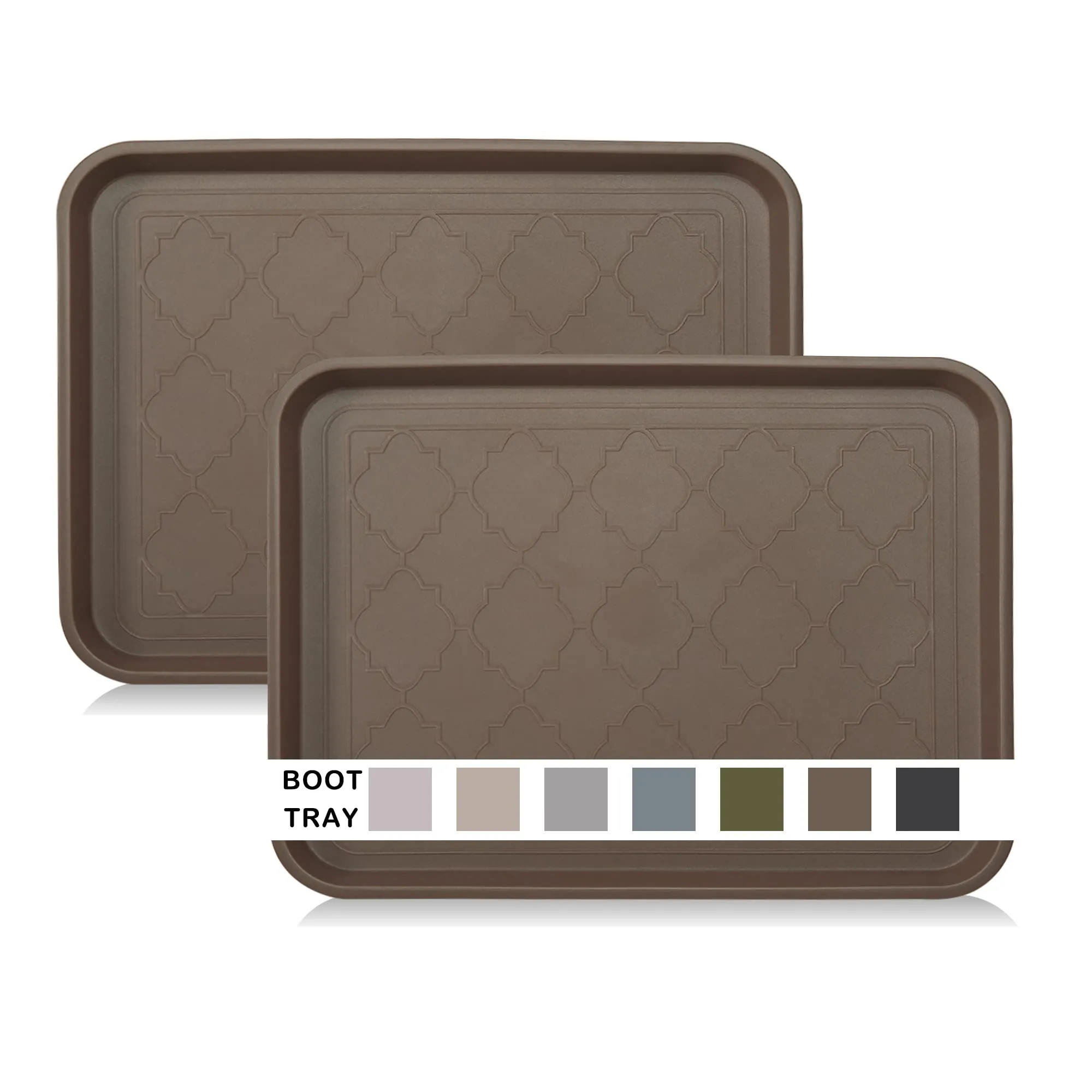 LFCONNECT Boot Tray for Entryway Indoor, Heavy Duty Shoe Mat Tray 2 Packs, 16.7"x12.8" Waterproof Shoe Tray with Raised Edge, Outdoor Multi-Purpose Tray for Boots, Shoes, Garden