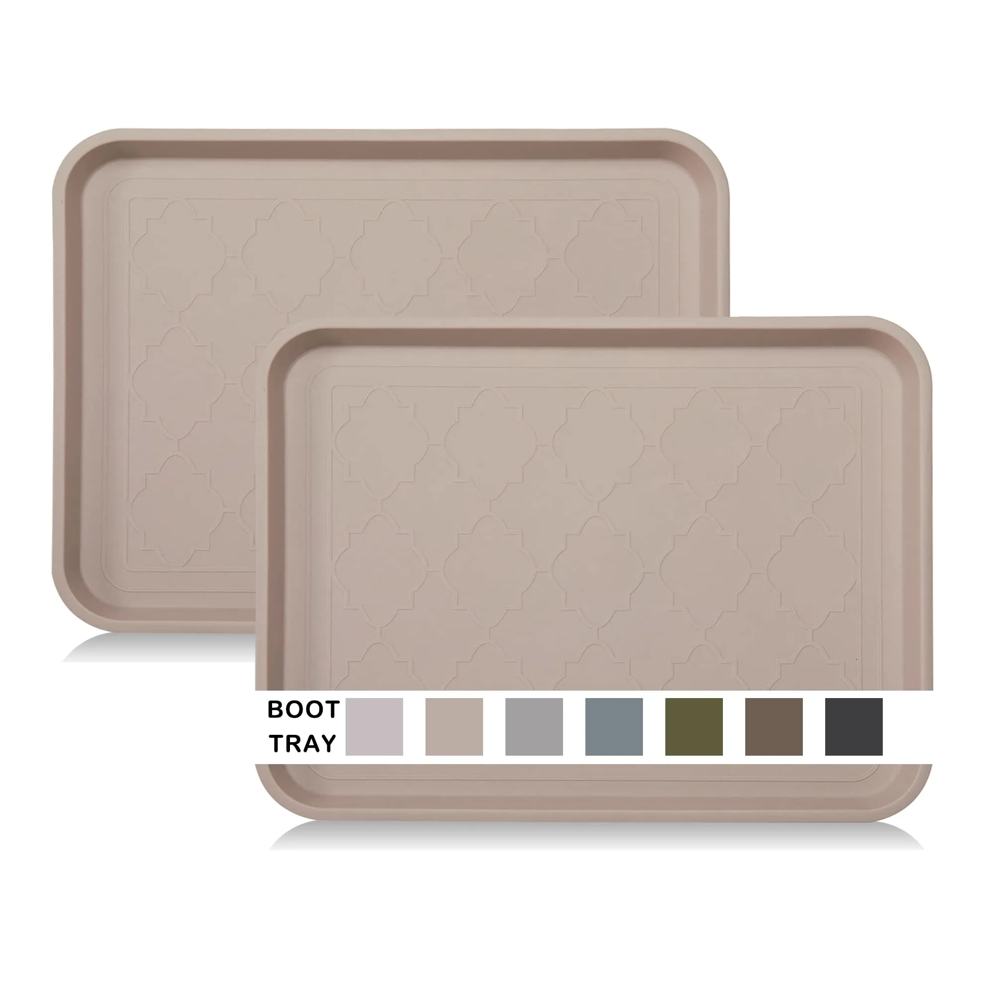 LFCONNECT Boot Tray for Entryway Indoor, Heavy Duty Shoe Mat Tray 2 Packs, 16.7"x12.8" Waterproof Shoe Tray with Raised Edge, Outdoor Multi-Purpose Tray for Boots, Shoes, Garden