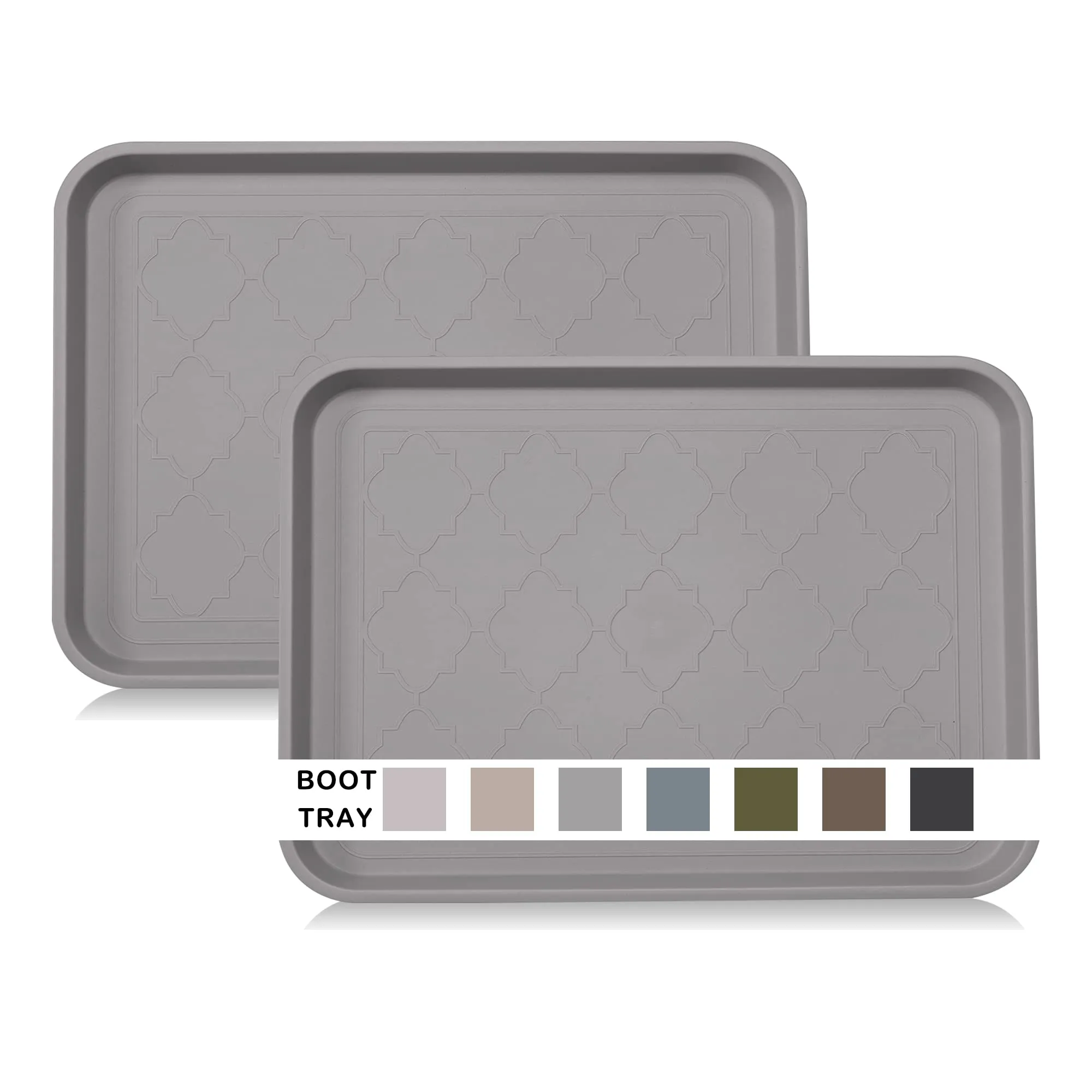 LFCONNECT Boot Tray for Entryway Indoor, Heavy Duty Shoe Mat Tray 2 Packs, 16.7"x12.8" Waterproof Shoe Tray with Raised Edge, Outdoor Multi-Purpose Tray for Boots, Shoes, Garden