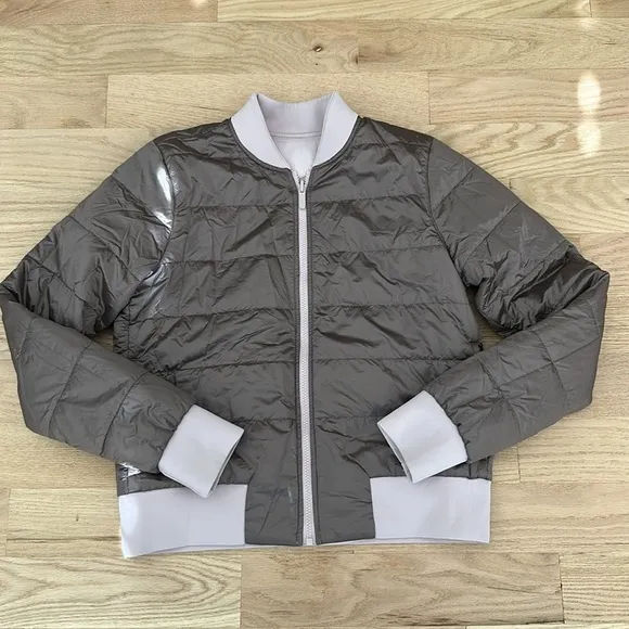 Lululemon Non-Stop Bomber Reversible Dark Chrome Light Pink.Purple Shades Small