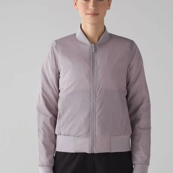 Lululemon Non-Stop Bomber Reversible Dark Chrome Light Pink.Purple Shades Small