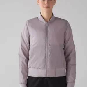 Lululemon Non-Stop Bomber Reversible Dark Chrome Light Pink.Purple Shades Small