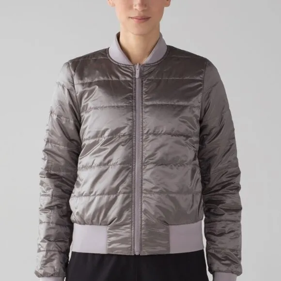 Lululemon Non-Stop Bomber Reversible Dark Chrome Light Pink.Purple Shades Small