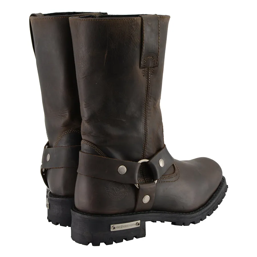 MBM9062 Men's Classic 11-Inch Dark Brown Harness Square Toe Motorcycle Boots