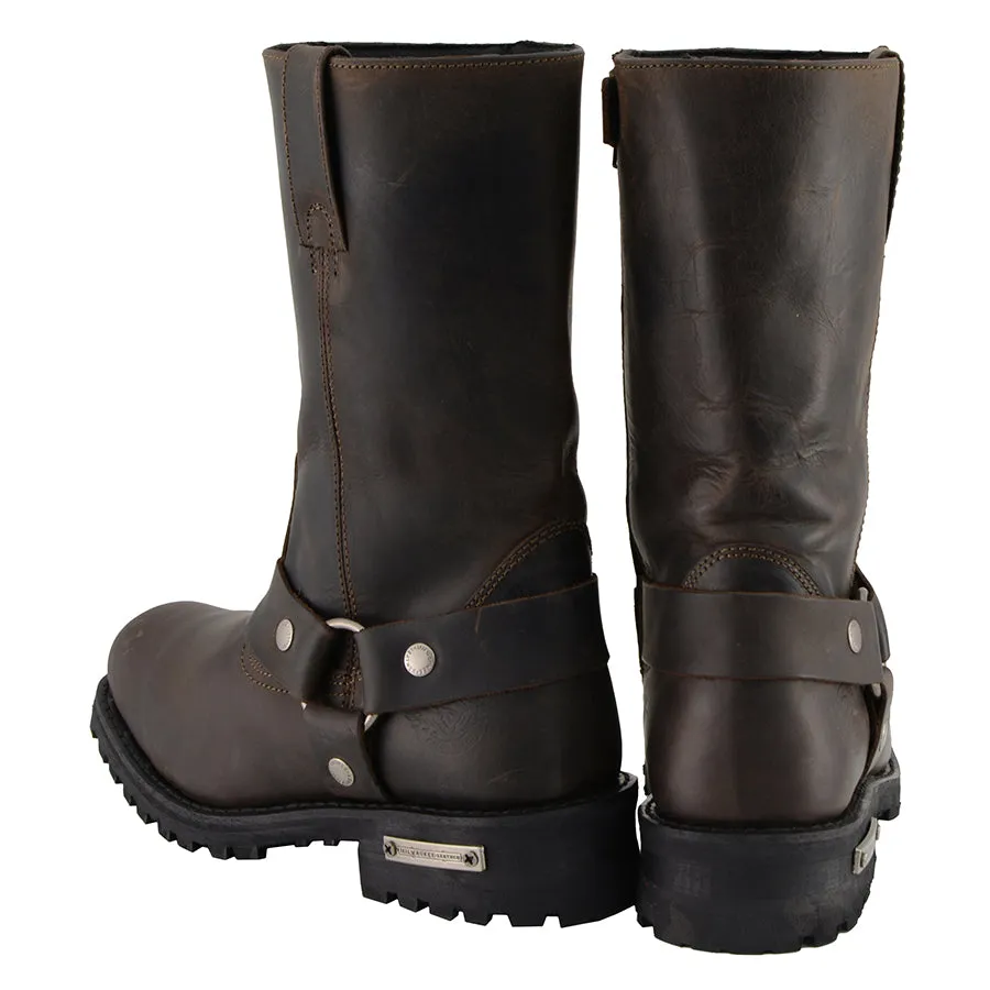 MBM9062 Men's Classic 11-Inch Dark Brown Harness Square Toe Motorcycle Boots