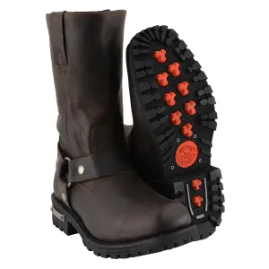 MBM9062 Men's Classic 11-Inch Dark Brown Harness Square Toe Motorcycle Boots