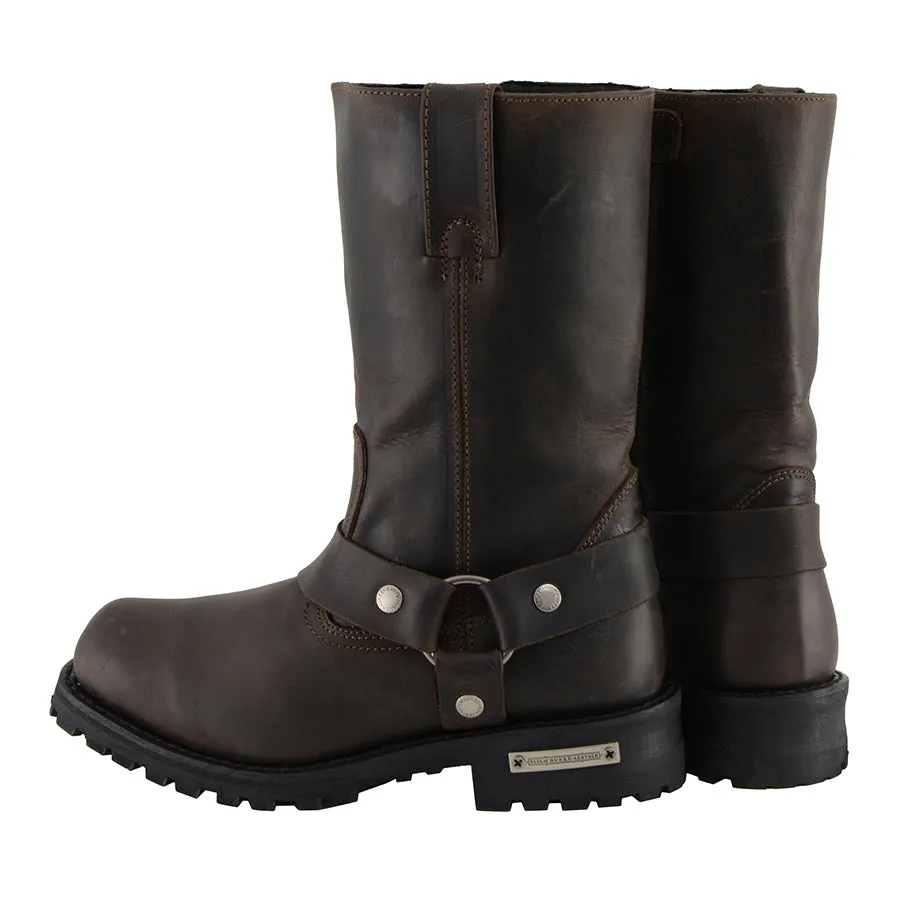 MBM9062 Men's Classic 11-Inch Dark Brown Harness Square Toe Motorcycle Boots