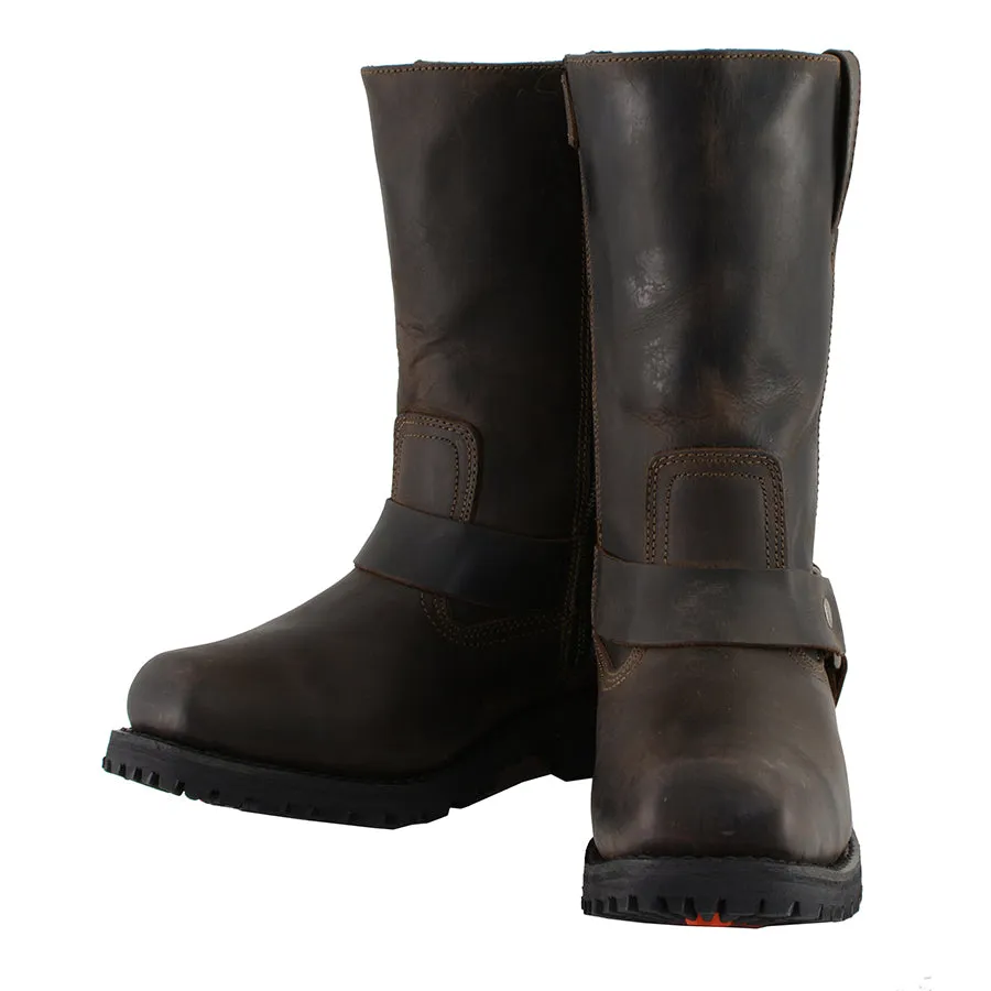 MBM9062 Men's Classic 11-Inch Dark Brown Harness Square Toe Motorcycle Boots