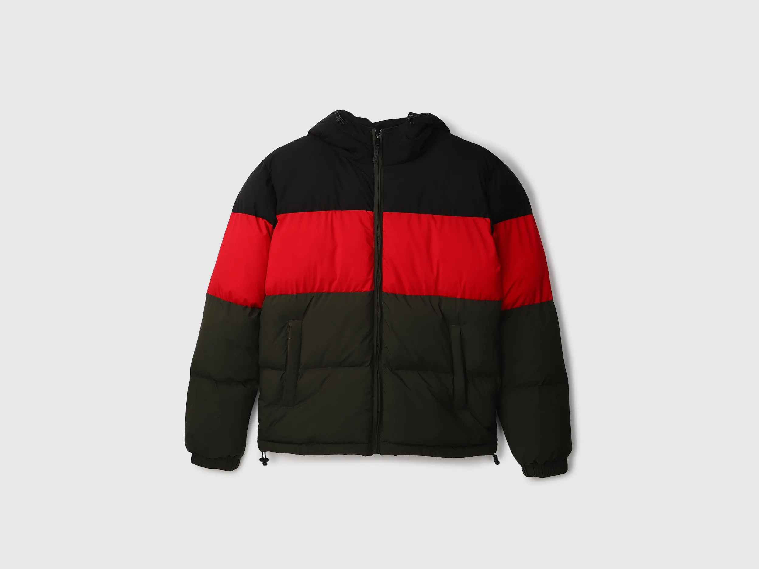 Men Colorblocked Hooded Jacket