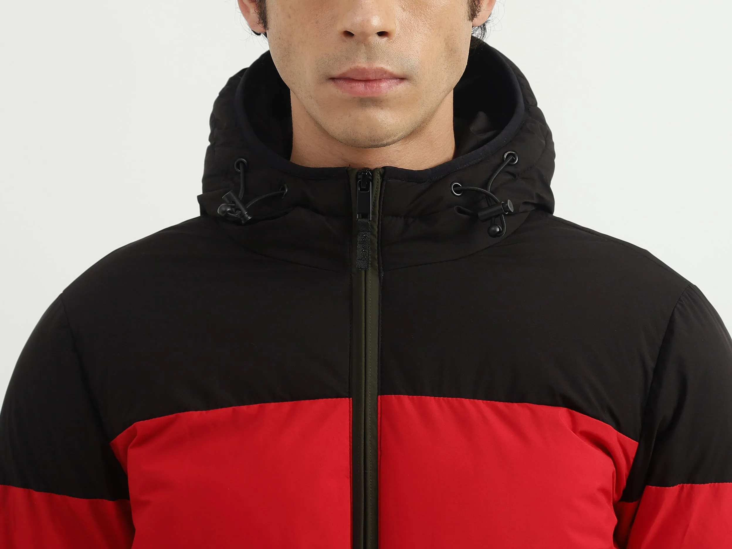 Men Colorblocked Hooded Jacket