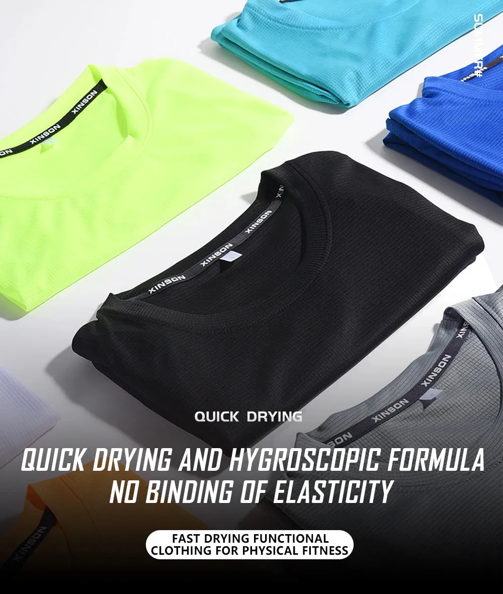 Men's Running T-Shirts, Quick Dry Sport T-Shirts, Fitness Gym Running Shirts, Soccer Shirts Men's Jersey Sportswear Gym Clothing