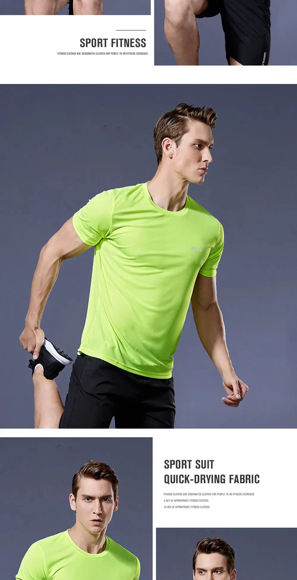 Men's Running T-Shirts, Quick Dry Sport T-Shirts, Fitness Gym Running Shirts, Soccer Shirts Men's Jersey Sportswear Gym Clothing