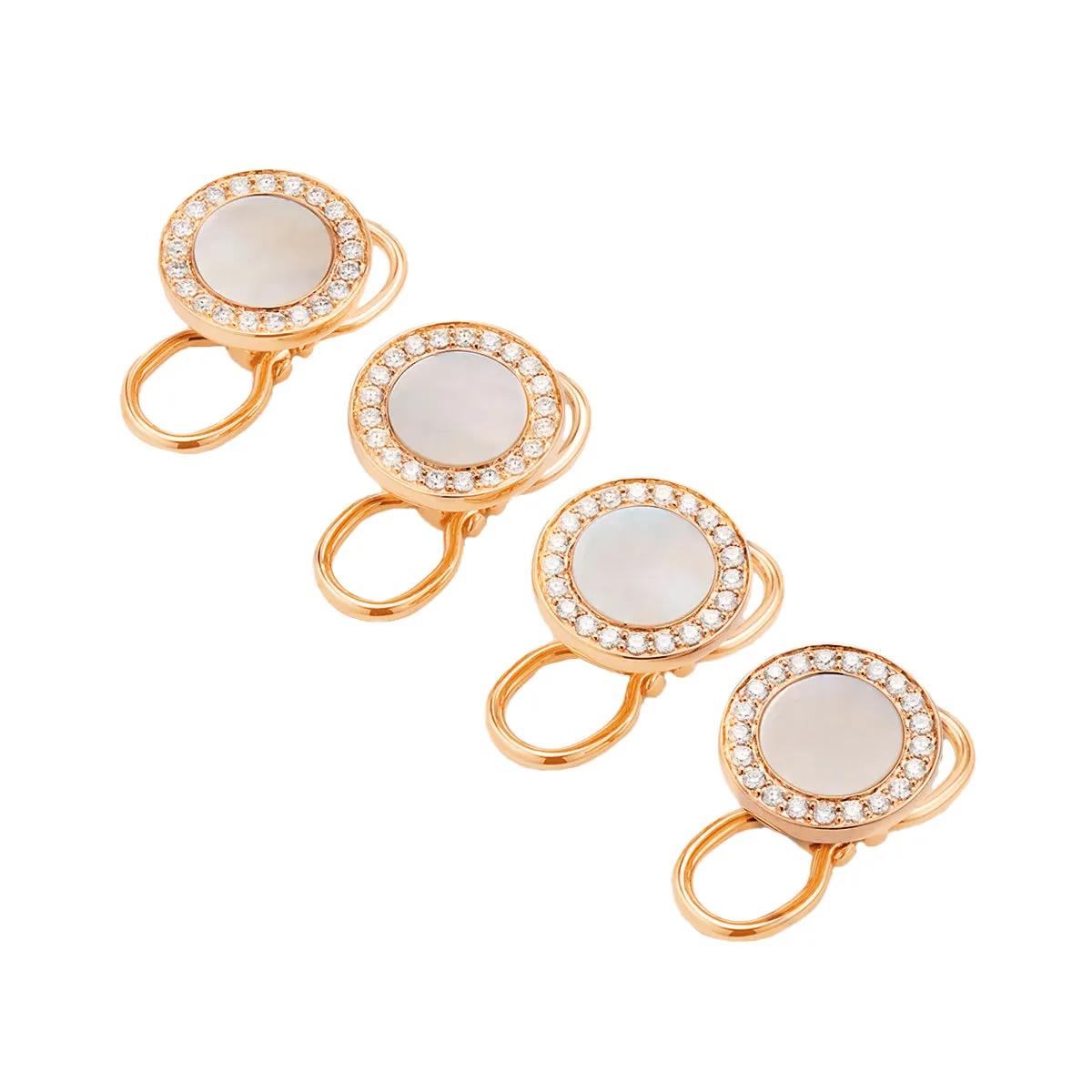 Mother of Pearl & Diamond 18K Rose Gold Tuxedo Studs Set