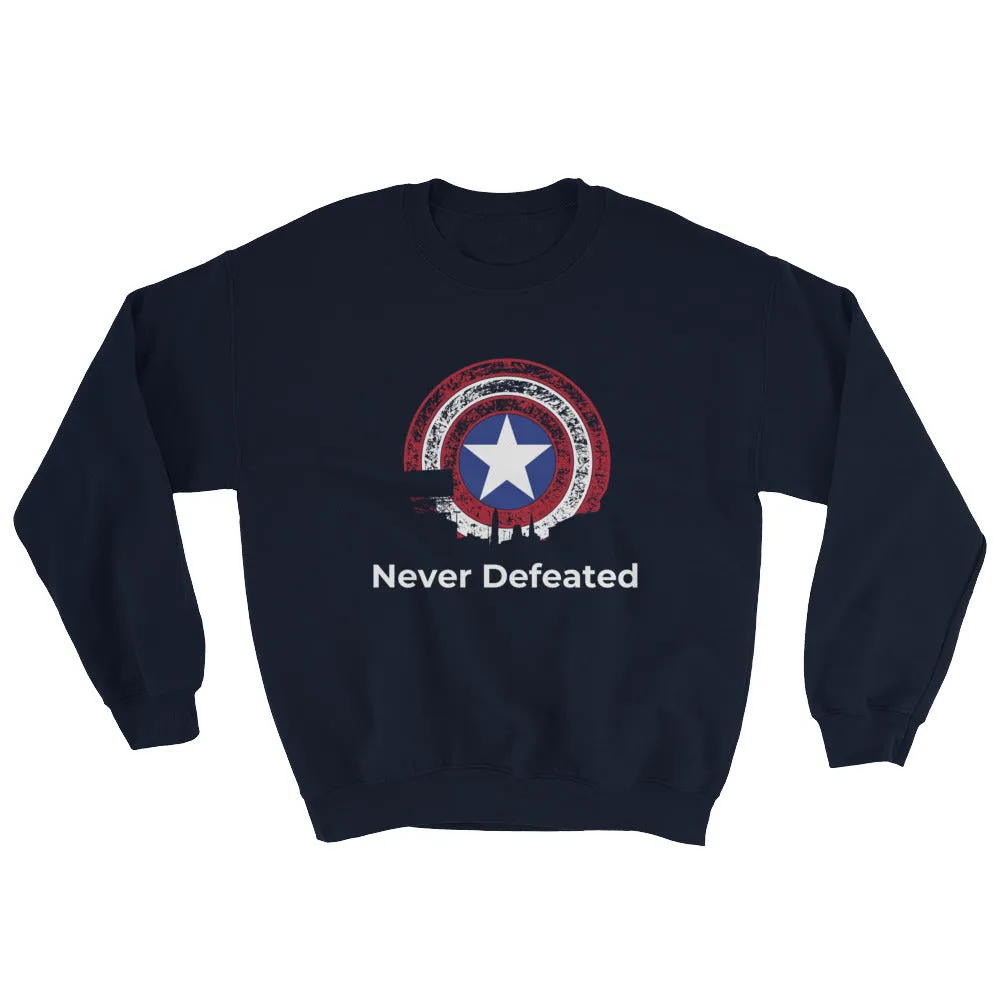 "Never Defeated" sweatshirt