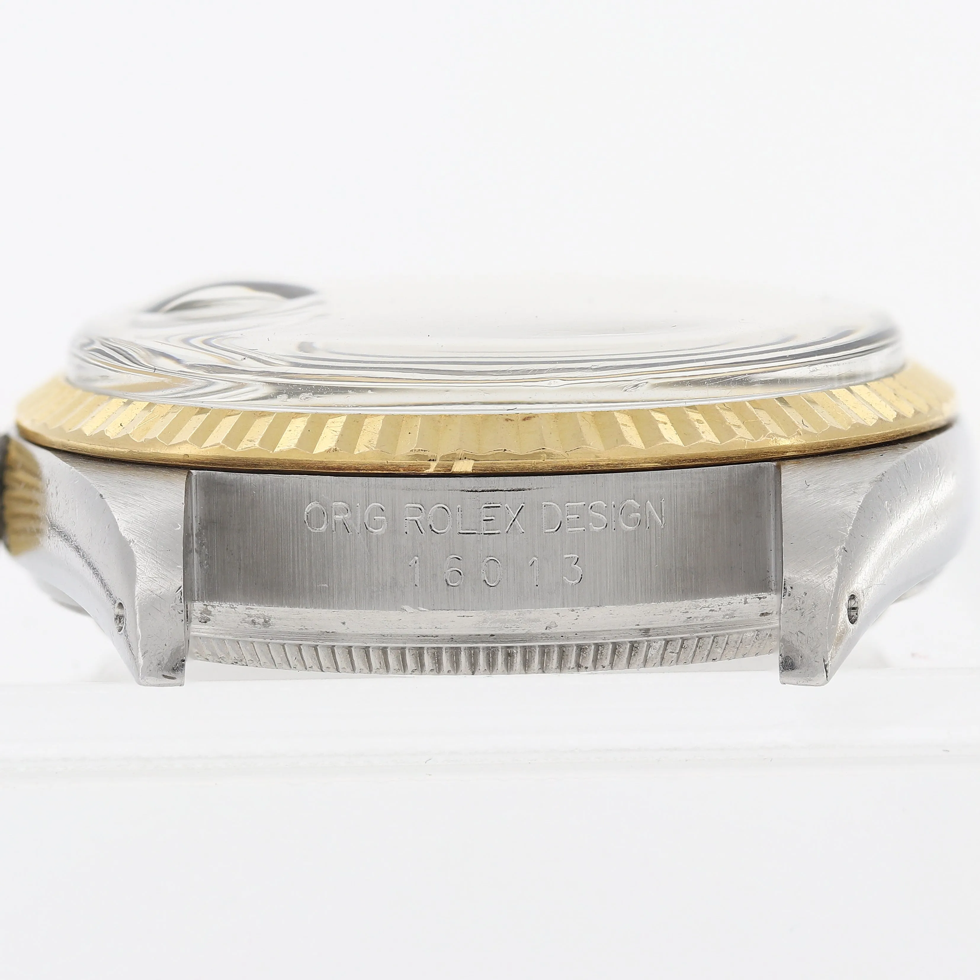 Rolex Datejust 16013 Champagne Stick c. 1986 Unpolished Jubilee 18k Yellow Gold & Steel 36 mm
