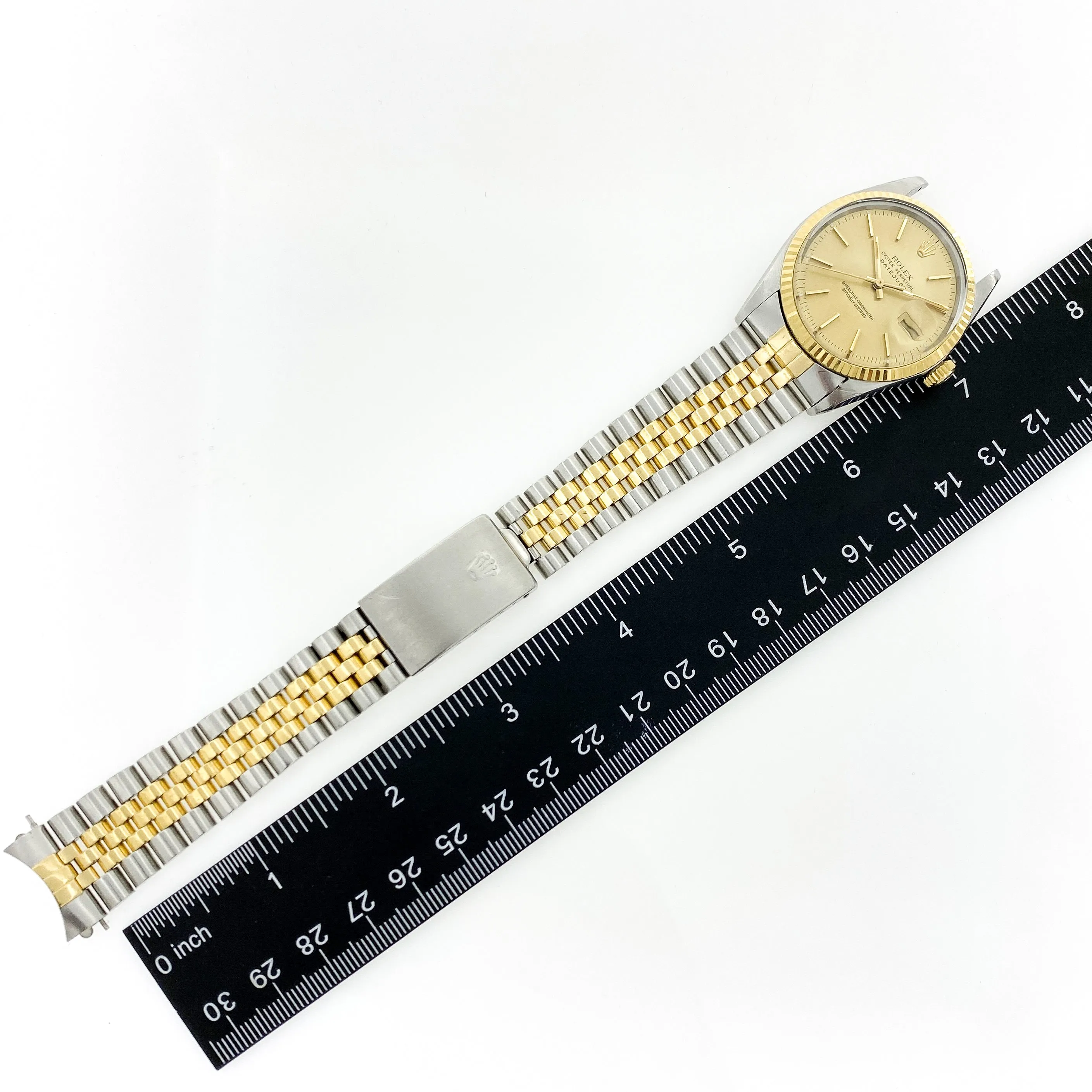 Rolex Datejust 16013 Champagne Stick c. 1986 Unpolished Jubilee 18k Yellow Gold & Steel 36 mm