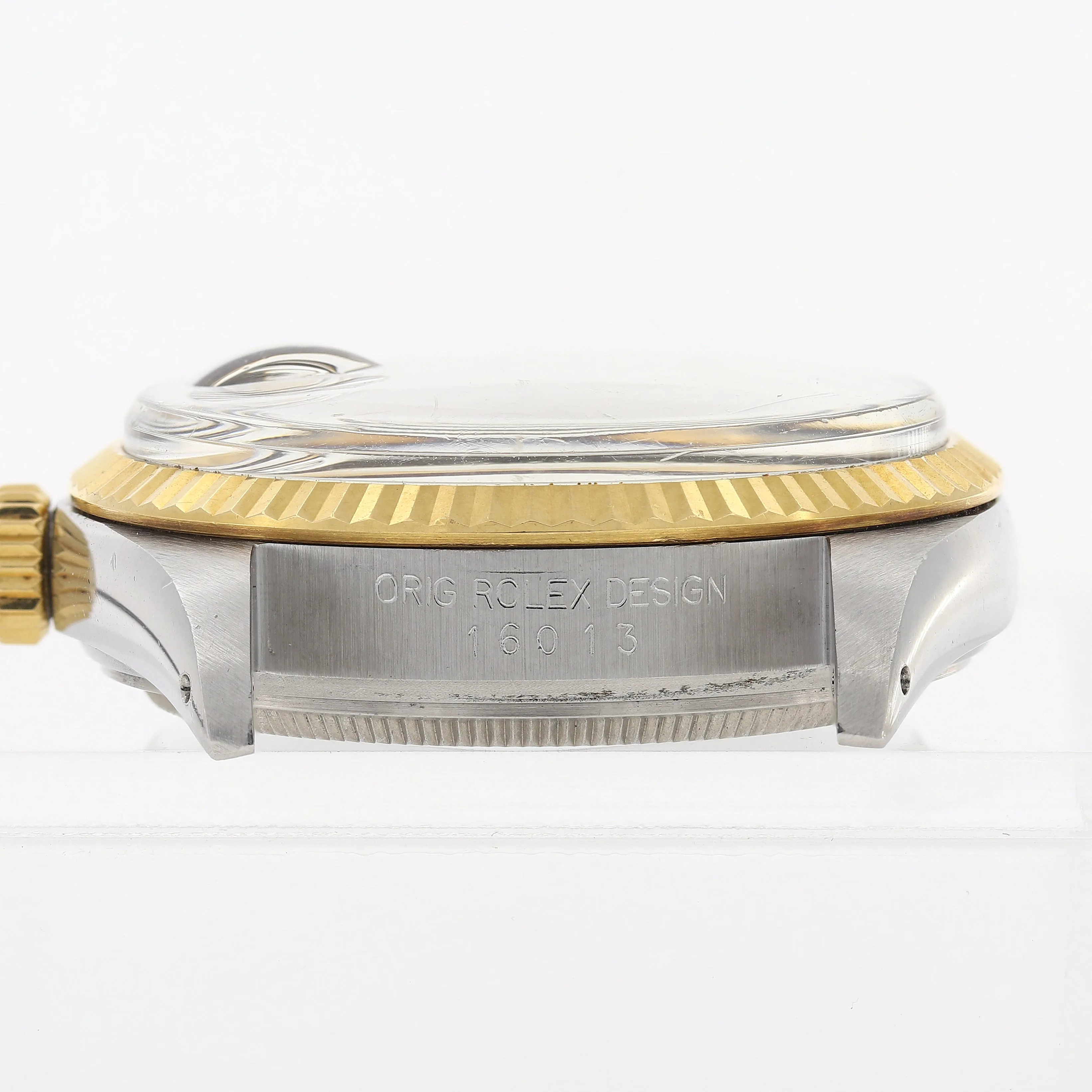 Rolex Datejust 16013 Tapestry Champagne c. 1986 Unpolished Jubilee 18k Yellow Gold & Steel 36 mm