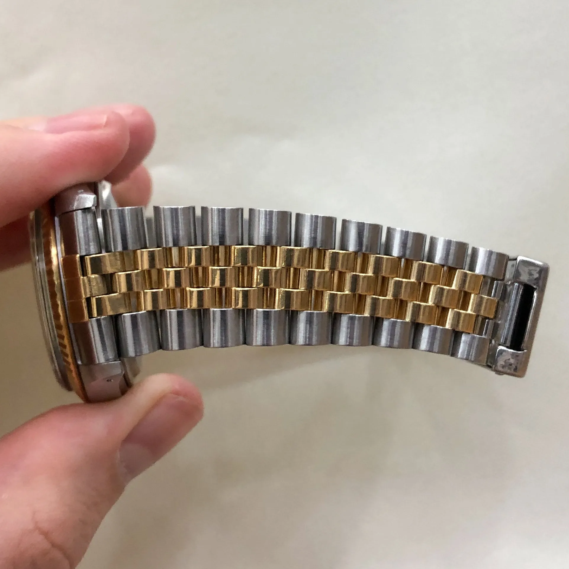 Rolex Datejust 16013 Tapestry Champagne c. 1986 Unpolished Jubilee 18k Yellow Gold & Steel 36 mm