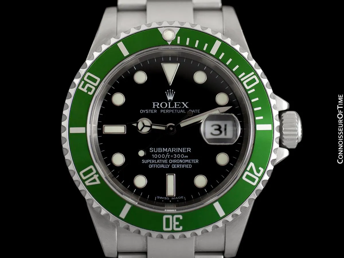 Rolex Submariner Green "Kermit" 50th Anniversary 16610LV Mens Watch, Stainless Steel - Box & Booklets