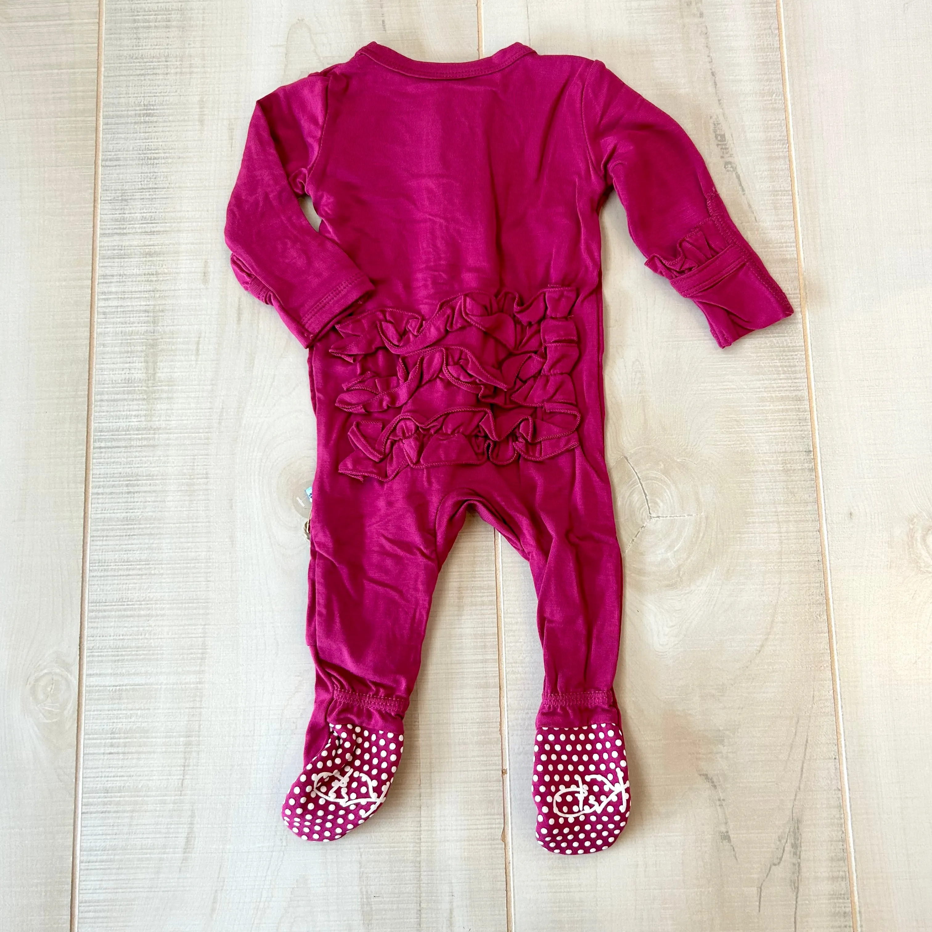 Ruffle Zipper Footie | Berry