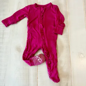 Ruffle Zipper Footie | Berry