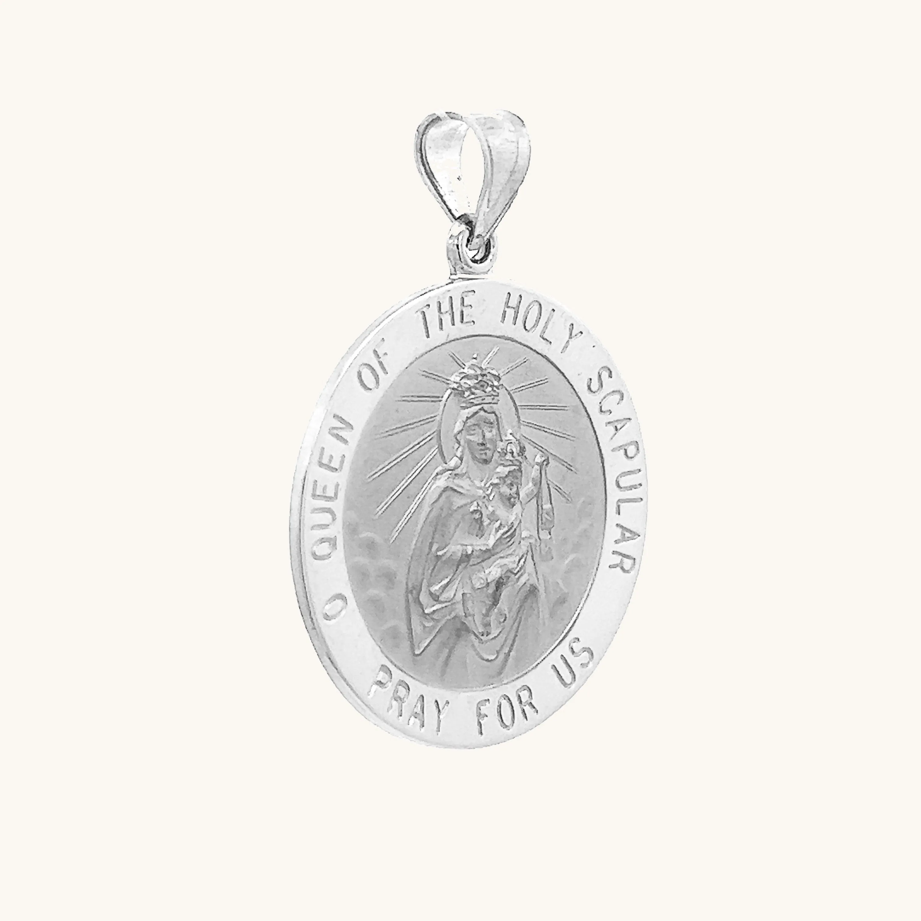 SOLID 14K GOLD HOLY SCAPULAR TWO-SIDED MEDAL | ROUND