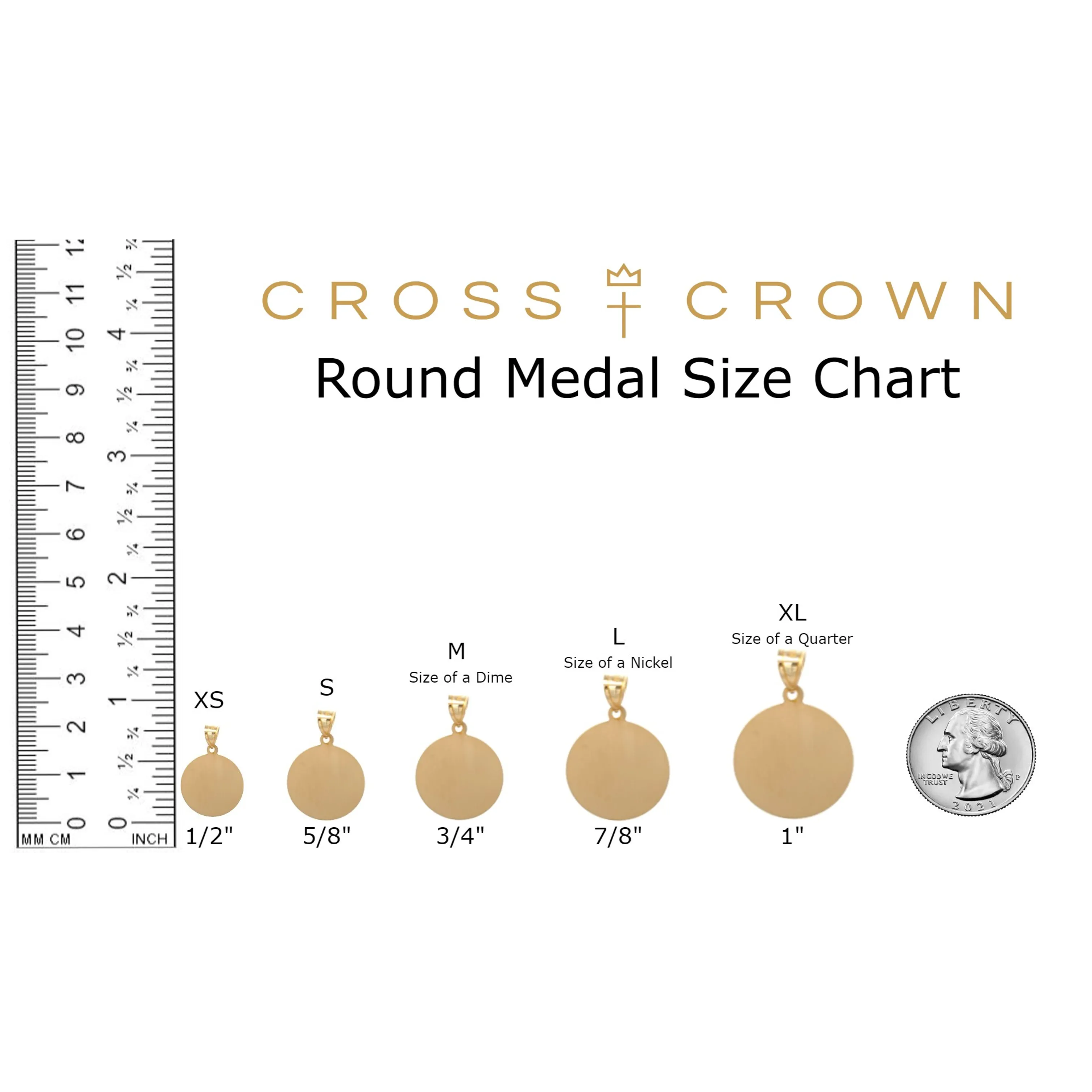 SOLID 14K GOLD HOLY SCAPULAR TWO-SIDED MEDAL | ROUND